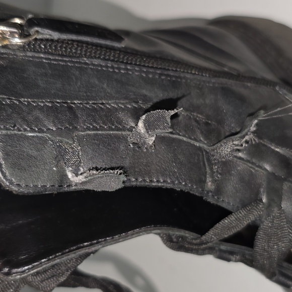 Schutz Kaile Black Leather Combat Boots Women 8 - Picture 9 of 15